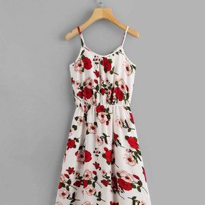 NWOT Womens Boho Floral Ruffle Midi Dress Ladies Summer Strappy Beach Sundress.